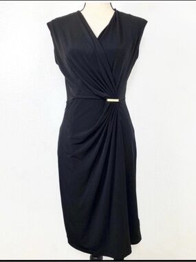 Michael Kors Black Wrap-Style Midi Dress